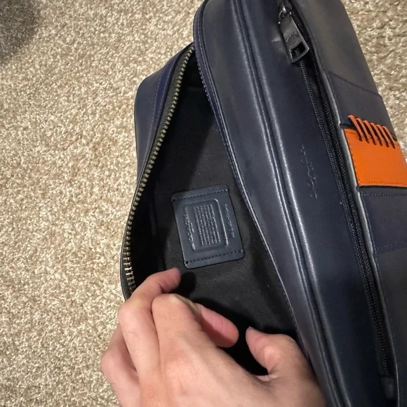 Coach Navy and Orange Men's Toiletry Bag